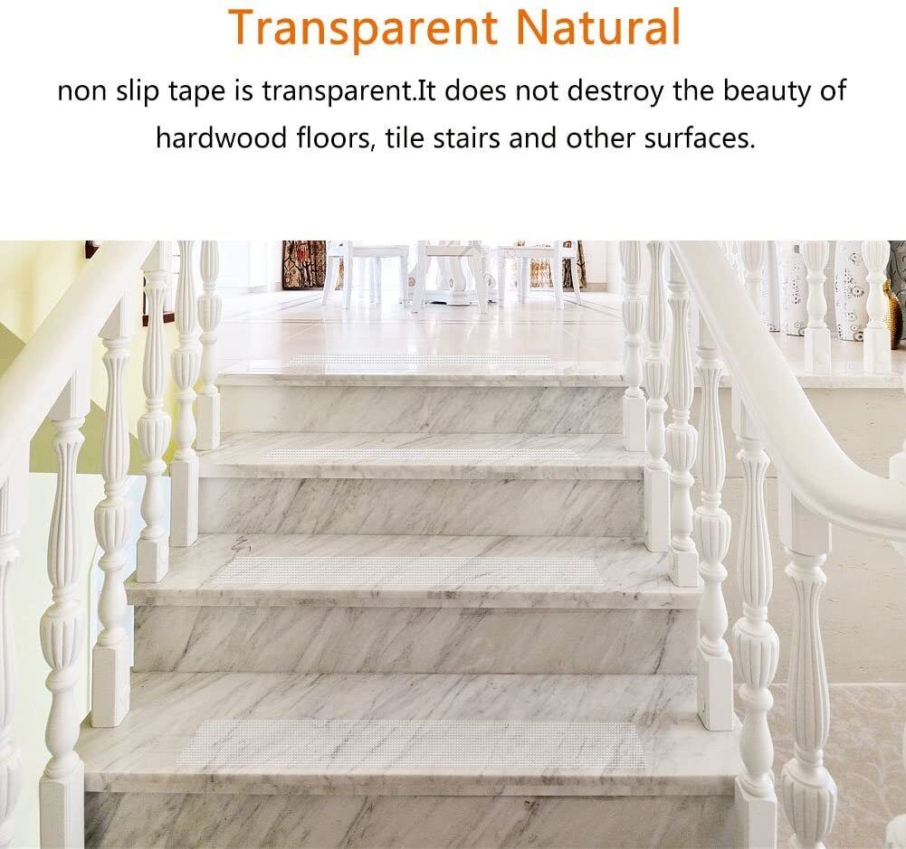 Kalsten | Tiras Antideslizantes Transparentes para Escaleras – Cinta de Agarre para Pasos en Interiores