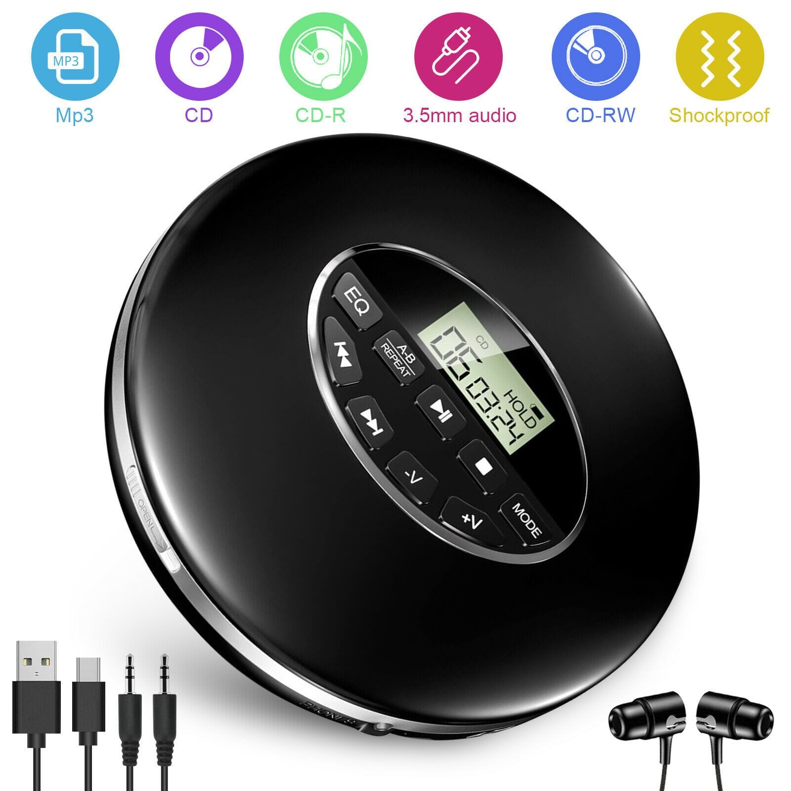 Reproductor de CD Walkman Portátil Pequeño para Coche