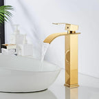 Grifo de lavabo de bronce, grifo de cascada mezclador