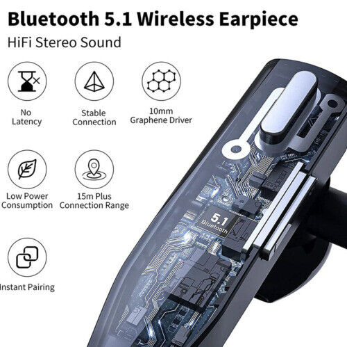Auriculares/Earpiece Inalámbricos Bluetooth 5.1 con Doble Micrófono y Cancelación de Ruido