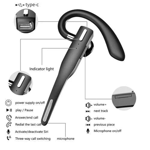 Auriculares/Earpiece Inalámbricos Bluetooth 5.1 con Doble Micrófono y Cancelación de Ruido