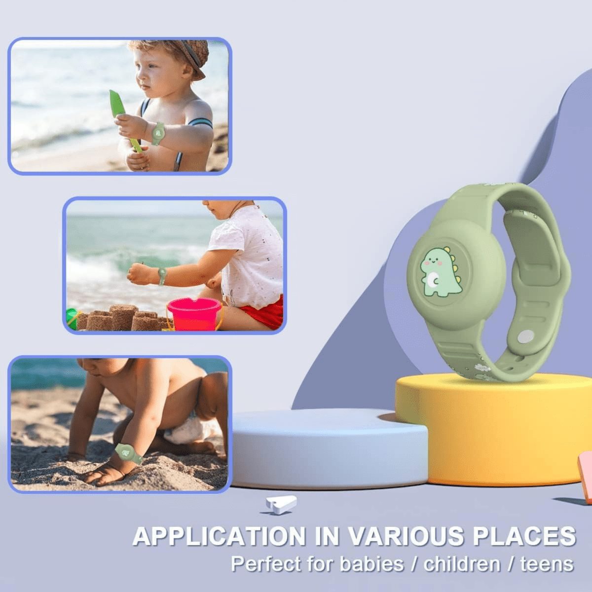 Kalsten | SAFESNUG – Pulsera Airtag para Niños con Divertido Diseño de Dino