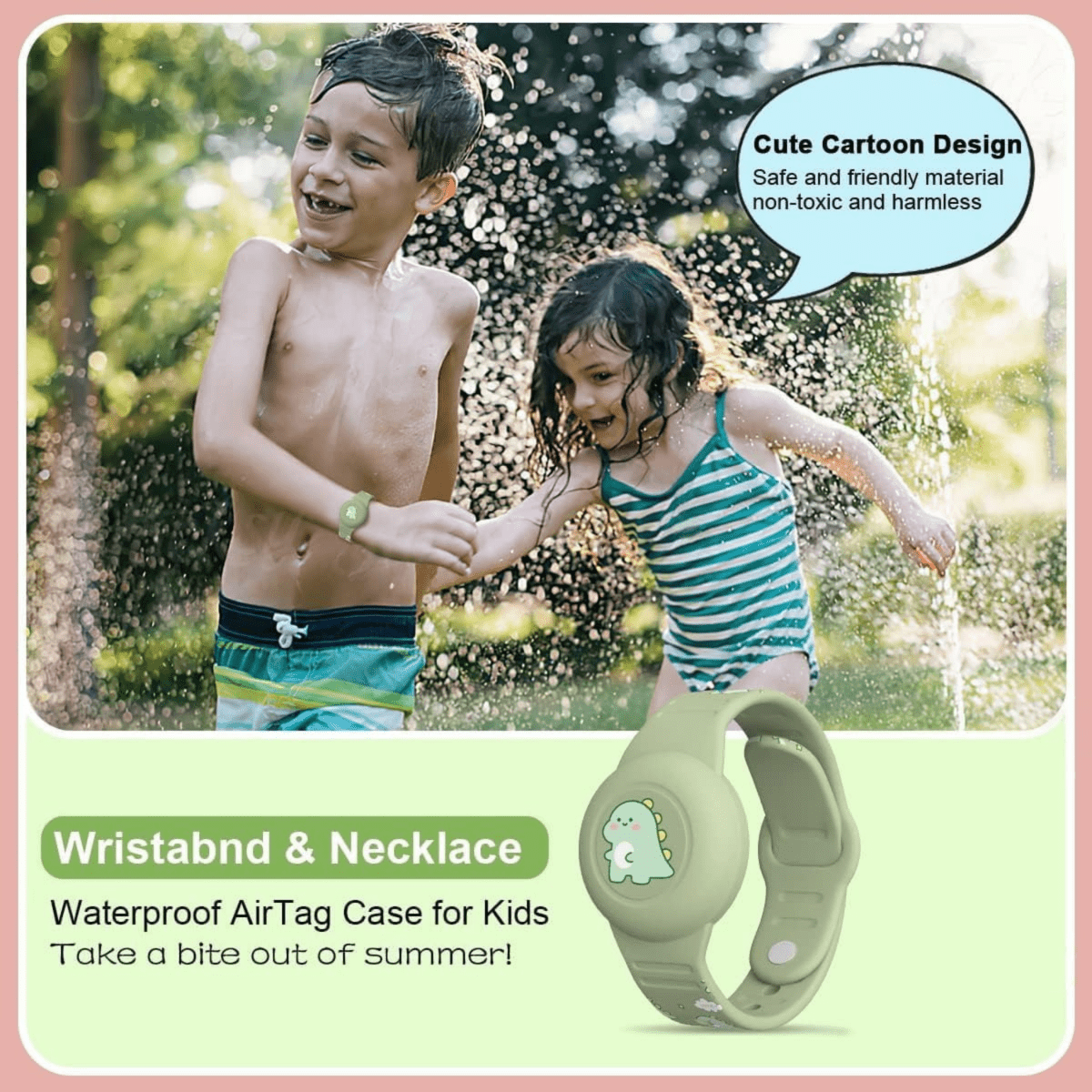 Kalsten | SAFESNUG – Pulsera Airtag para Niños con Divertido Diseño de Dino