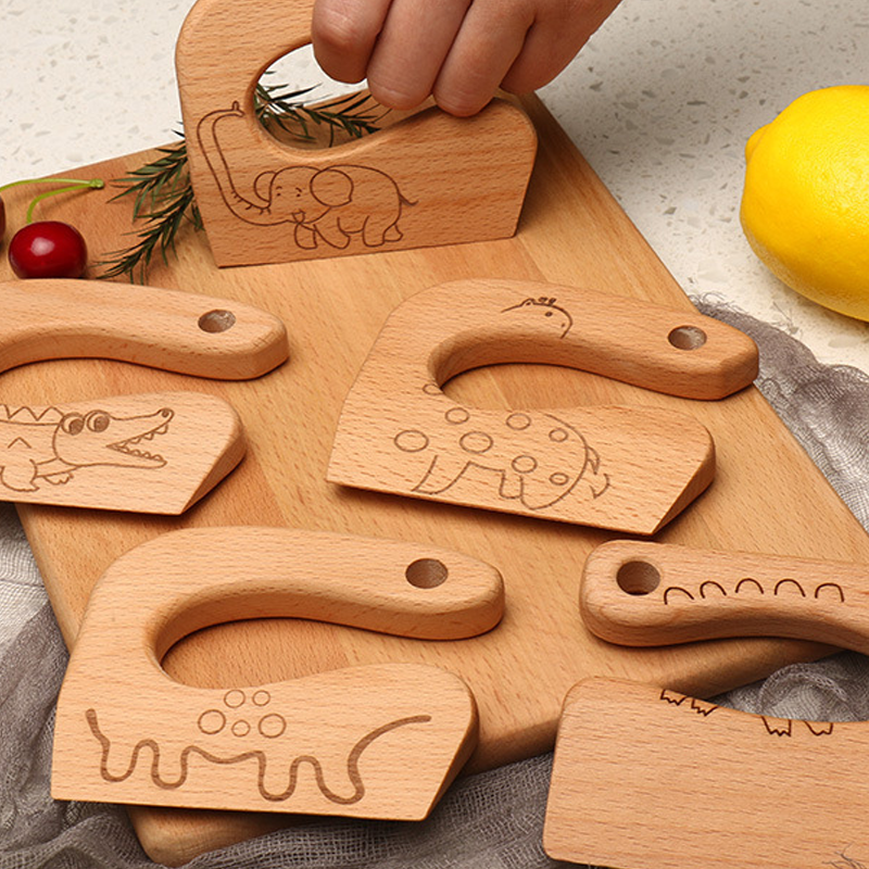 Cuchillo Infantil Montessori Seguro de Madera Natural