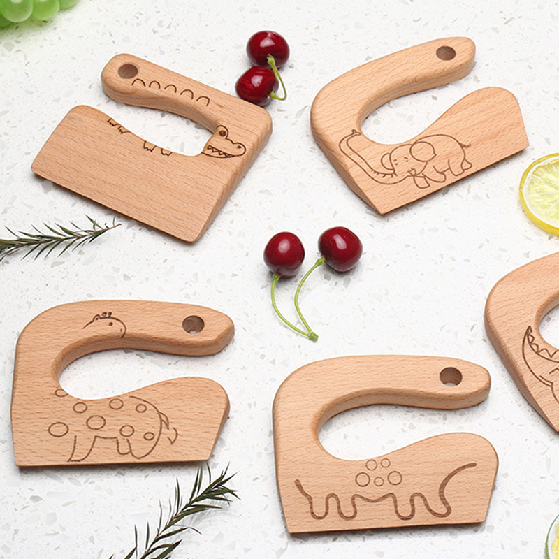 Cuchillo Infantil Montessori Seguro de Madera Natural