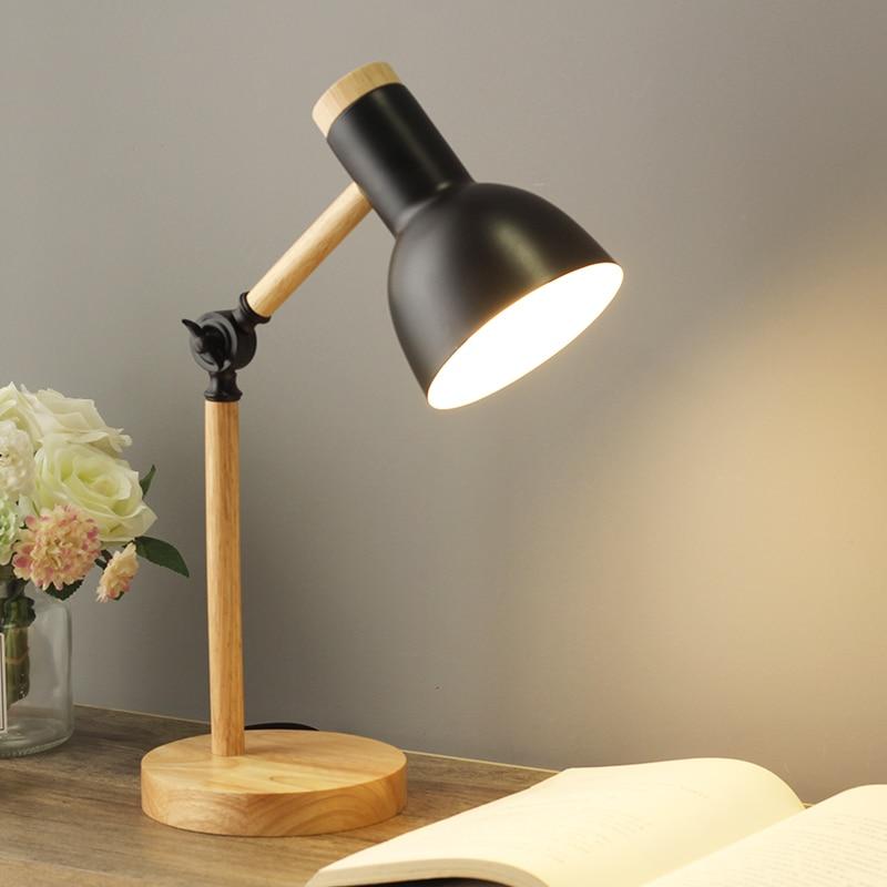 Lámpara de Escritorio de Madera Escandinava con Diseño Plegable