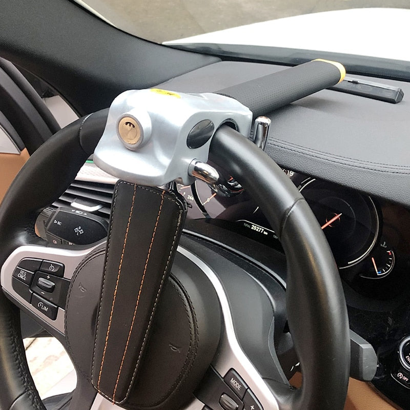 Bloqueo de Volante de Coche Ajustable con Mecanismo de Tres Direcciones y 3 Llaves