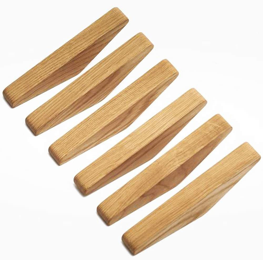 Ganchos de Pared Minimalistas de Madera para el Hogar – 6 Pzas.