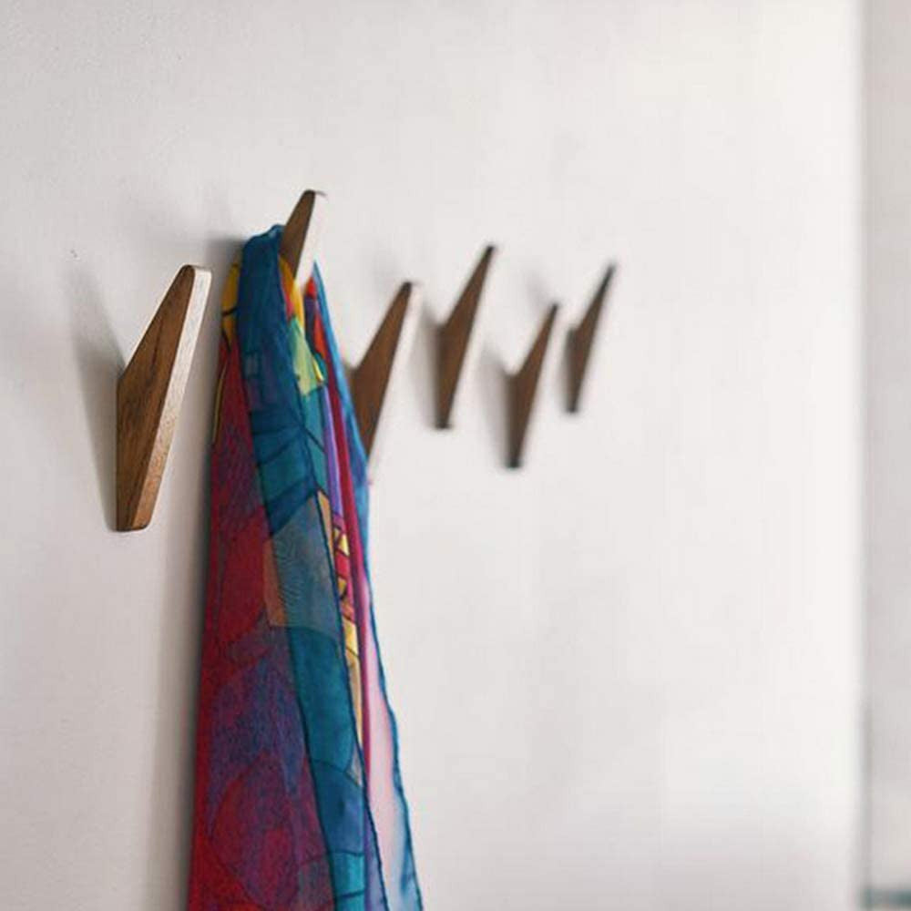 Ganchos de Pared Minimalistas de Madera para el Hogar – 6 Pzas.