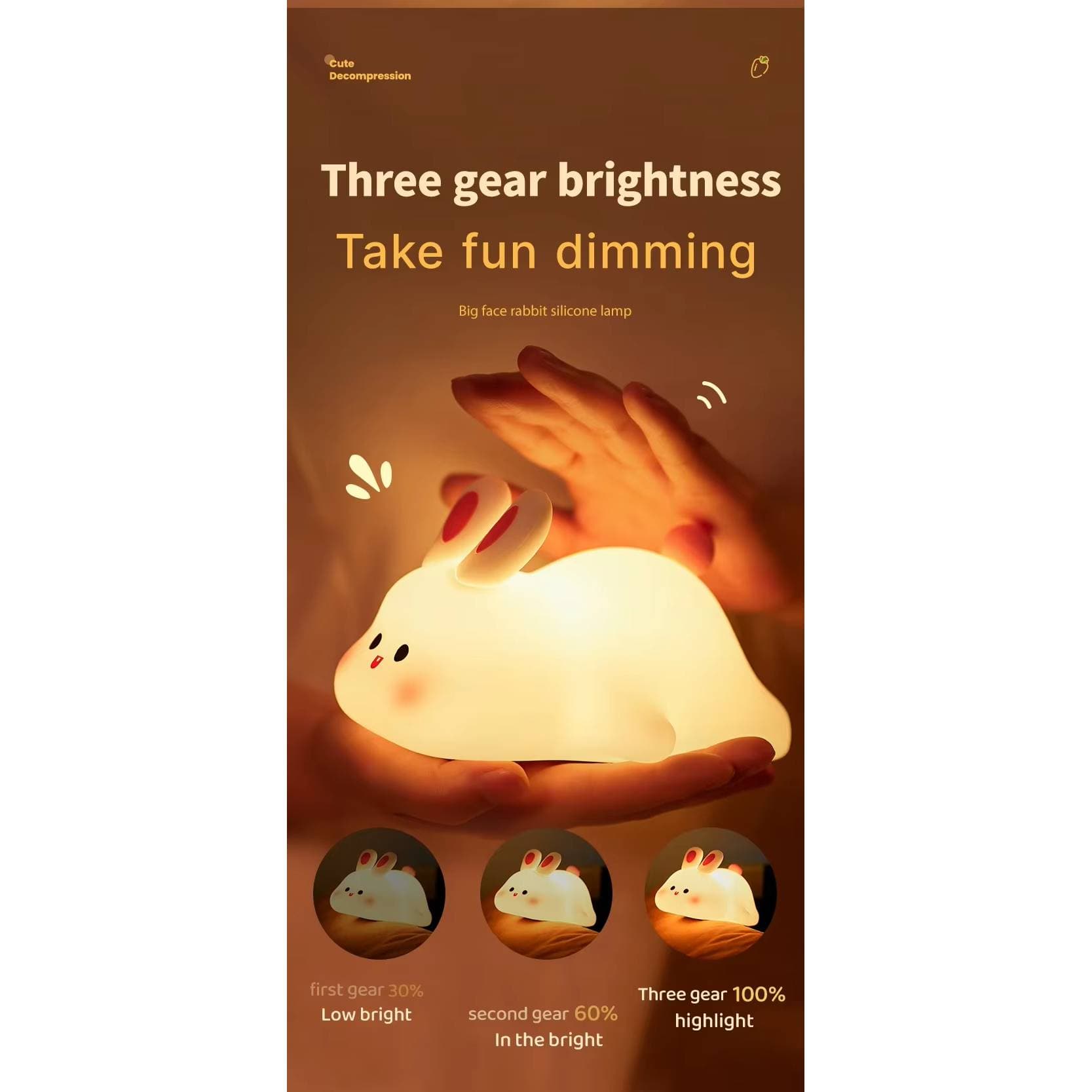 Luz Nocturna LED de Silicona para Niños - Recargable por USB