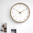 Reloj de Pared de Madera Redondo con Mecanismo de Cuarzo Silencioso para Espacios Tranquilos