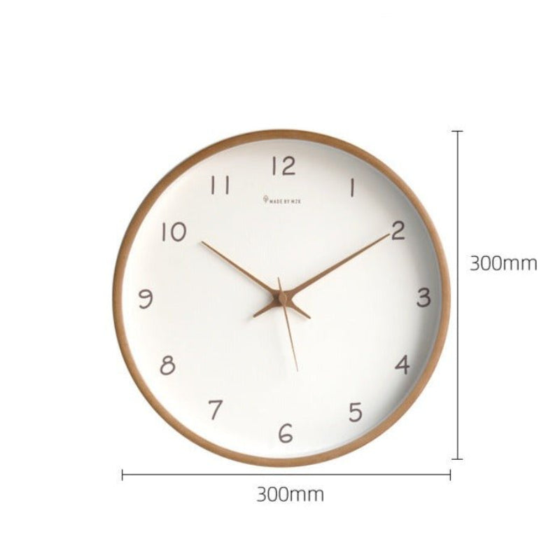 Reloj de Pared de Madera Redondo con Mecanismo de Cuarzo Silencioso para Espacios Tranquilos