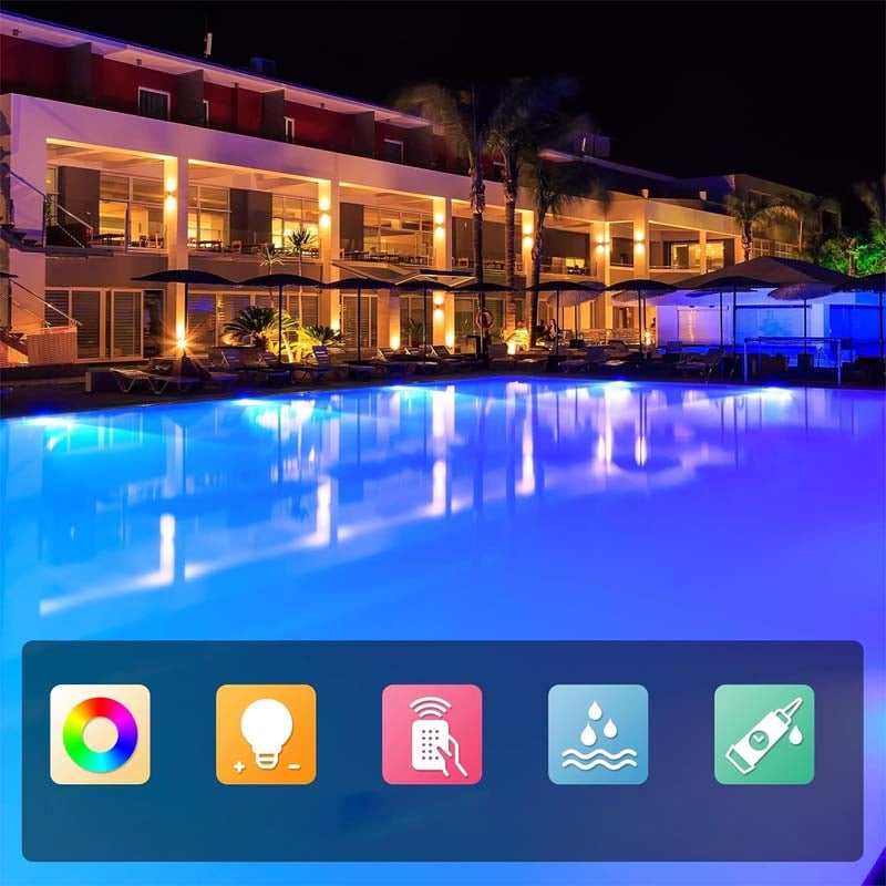 Iluminación LED autoadhesiva a prueba de agua con 16 colores para piscina