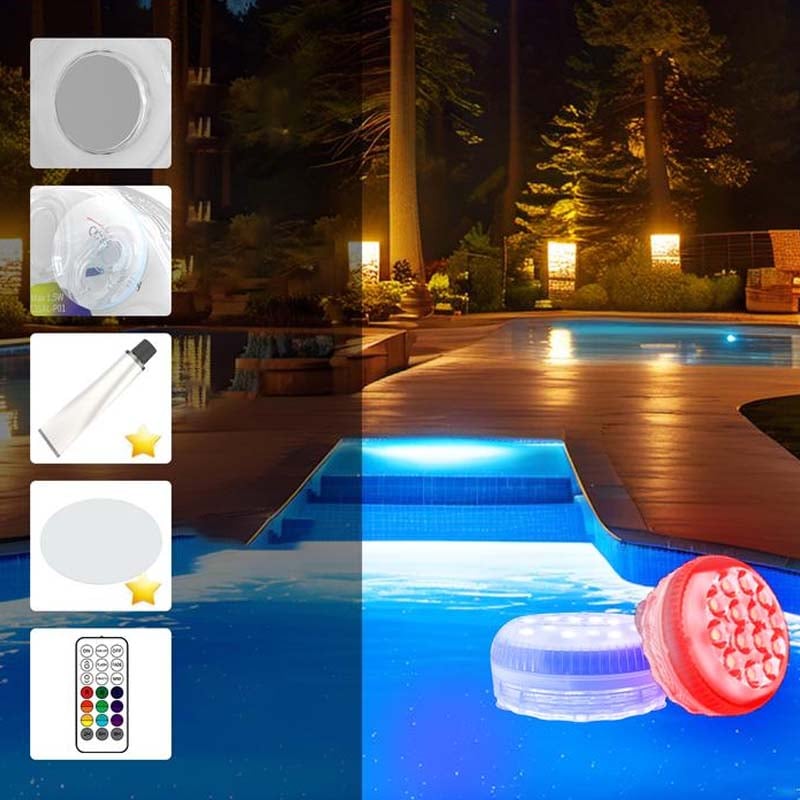 Iluminación LED autoadhesiva a prueba de agua con 16 colores para piscina