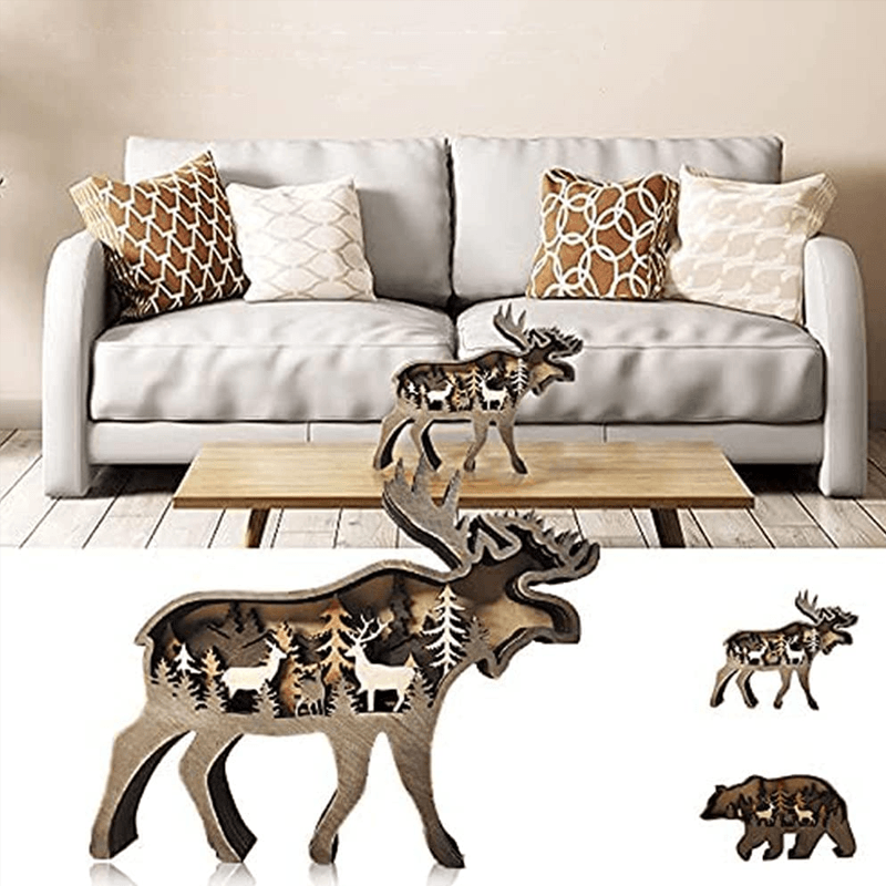Decoración Creativa de Animales del Bosque en Madera - Adorno de Pared Hecho a Mano