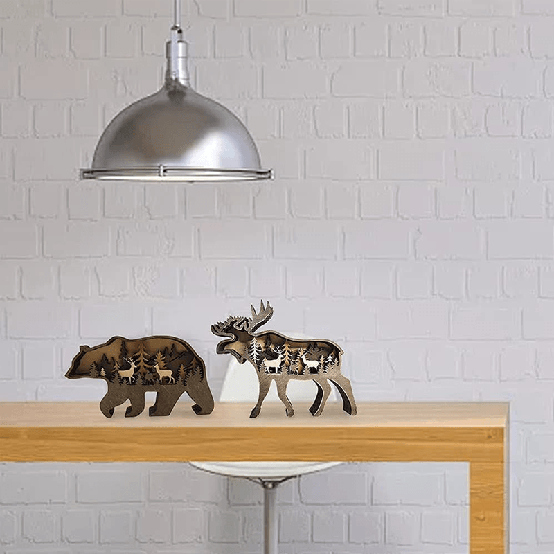 Decoración Creativa de Animales del Bosque en Madera - Adorno de Pared Hecho a Mano
