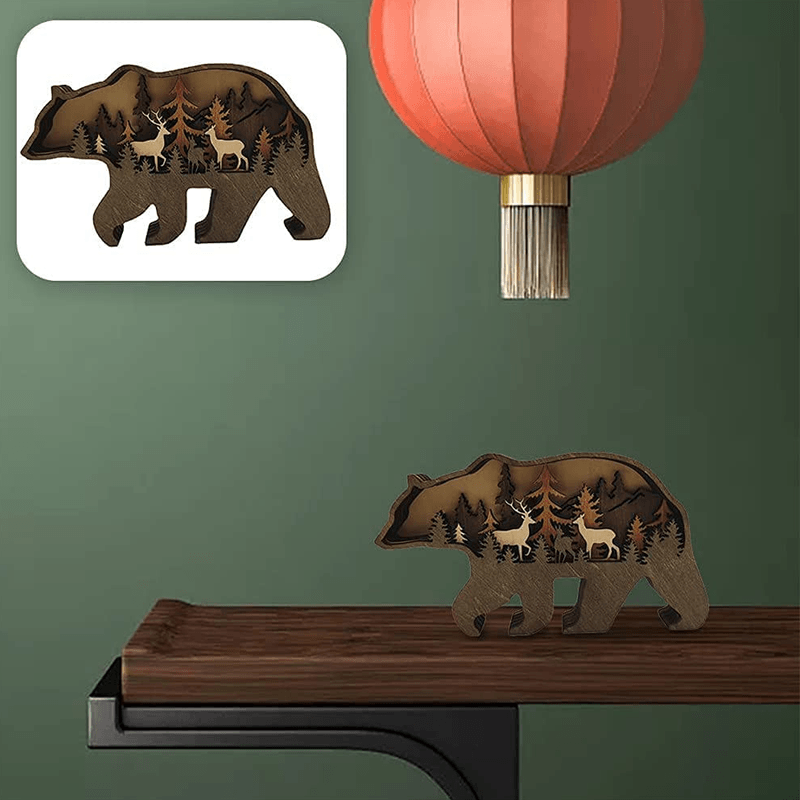 Decoración Creativa de Animales del Bosque en Madera - Adorno de Pared Hecho a Mano