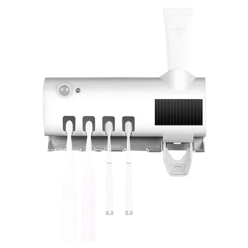 Skanto | Soporte para cepillos de dientes con esterilizador UV inteligente, dispensador de pasta de dientes montado en la pared