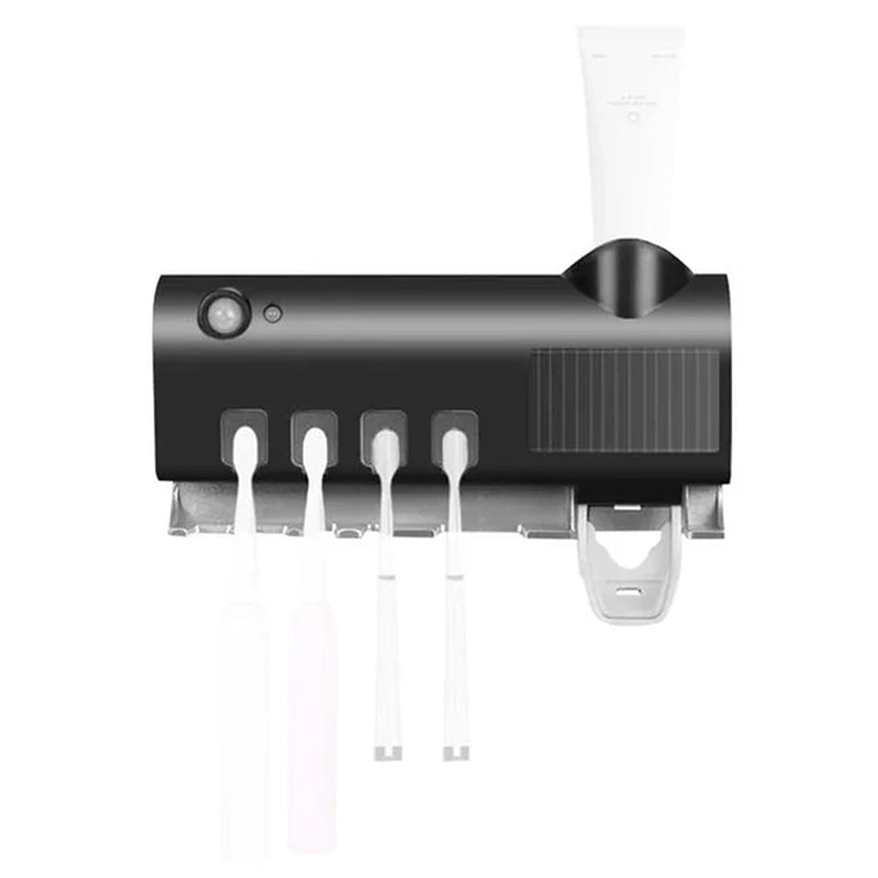 Skanto | Soporte para cepillos de dientes con esterilizador UV inteligente, dispensador de pasta de dientes montado en la pared