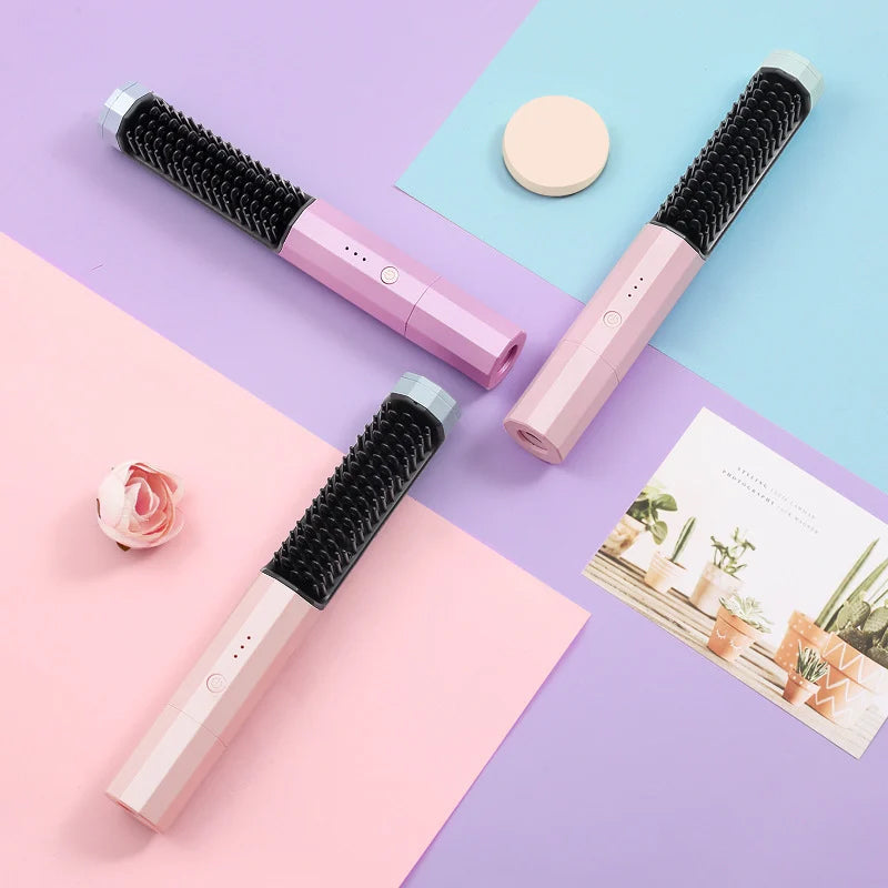 Plancha de Pelo Inalámbrica con Cepillo para un Cabello Sedoso