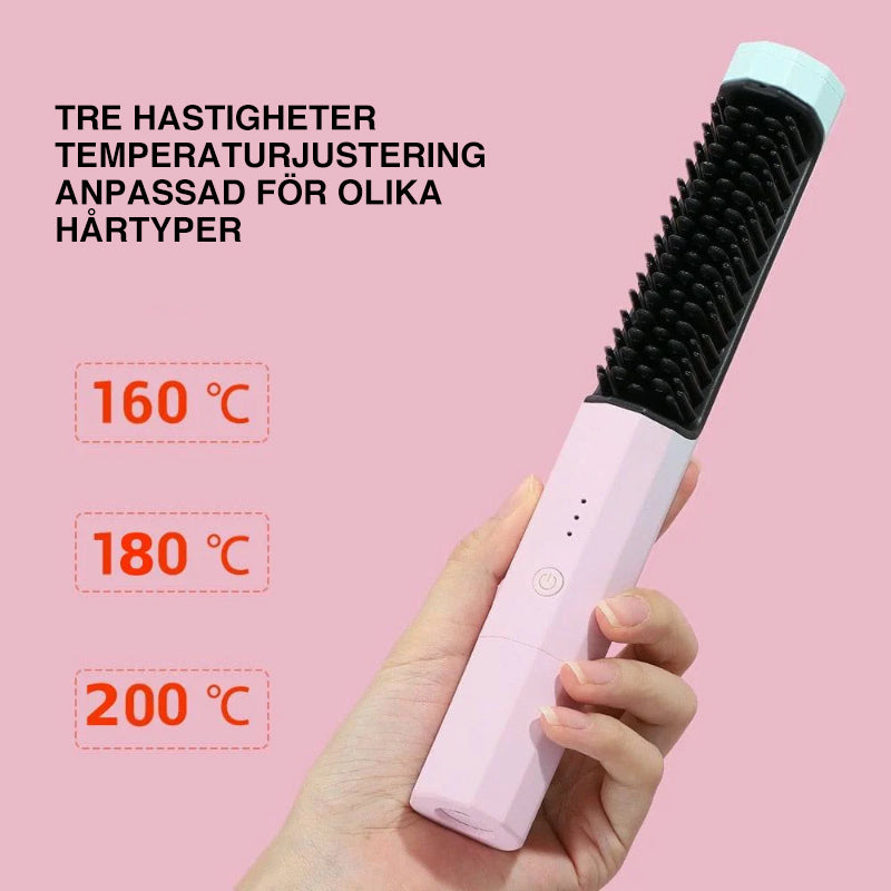 Plancha de Pelo Inalámbrica con Cepillo para un Cabello Sedoso