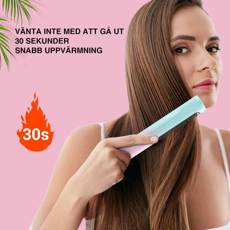 Plancha de Pelo Inalámbrica con Cepillo para un Cabello Sedoso