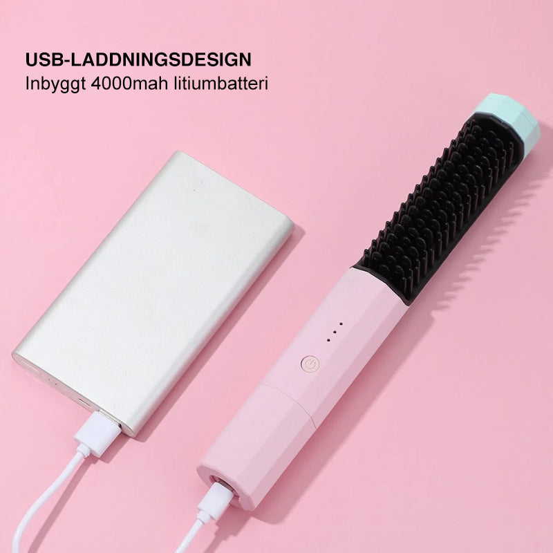 Plancha de Pelo Inalámbrica con Cepillo para un Cabello Sedoso