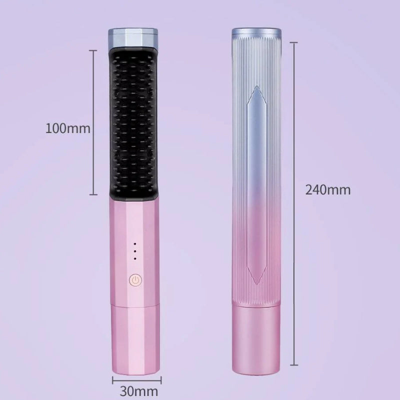 Plancha de Pelo Inalámbrica con Cepillo para un Cabello Sedoso