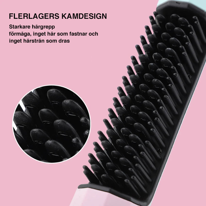 Plancha de Pelo Inalámbrica con Cepillo para un Cabello Sedoso