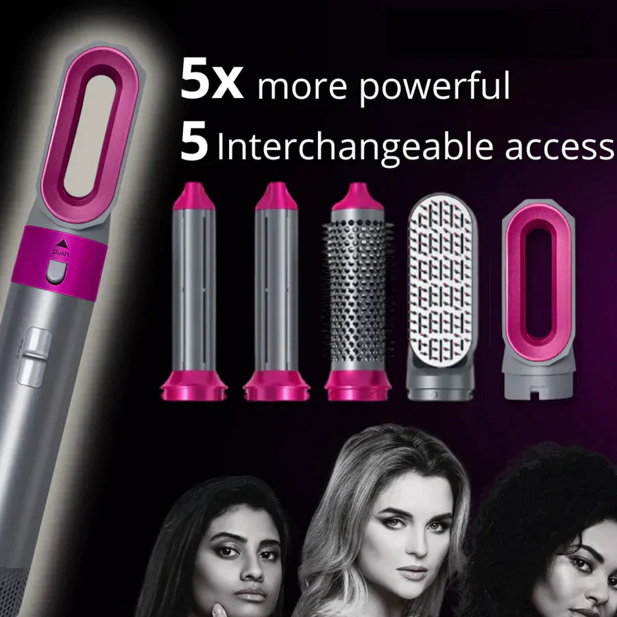 Estilizador de Cabello Premium 5 en 1 para Mujeres con Opciones de Rizado y Alisado