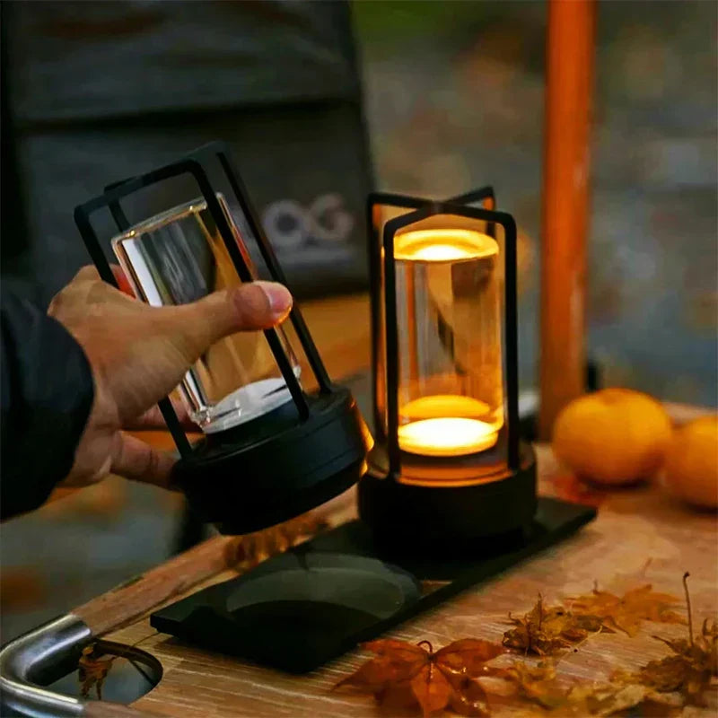 Lámpara de Mesa LED Nórdica de Metal Sin Cable con Regulación Táctil