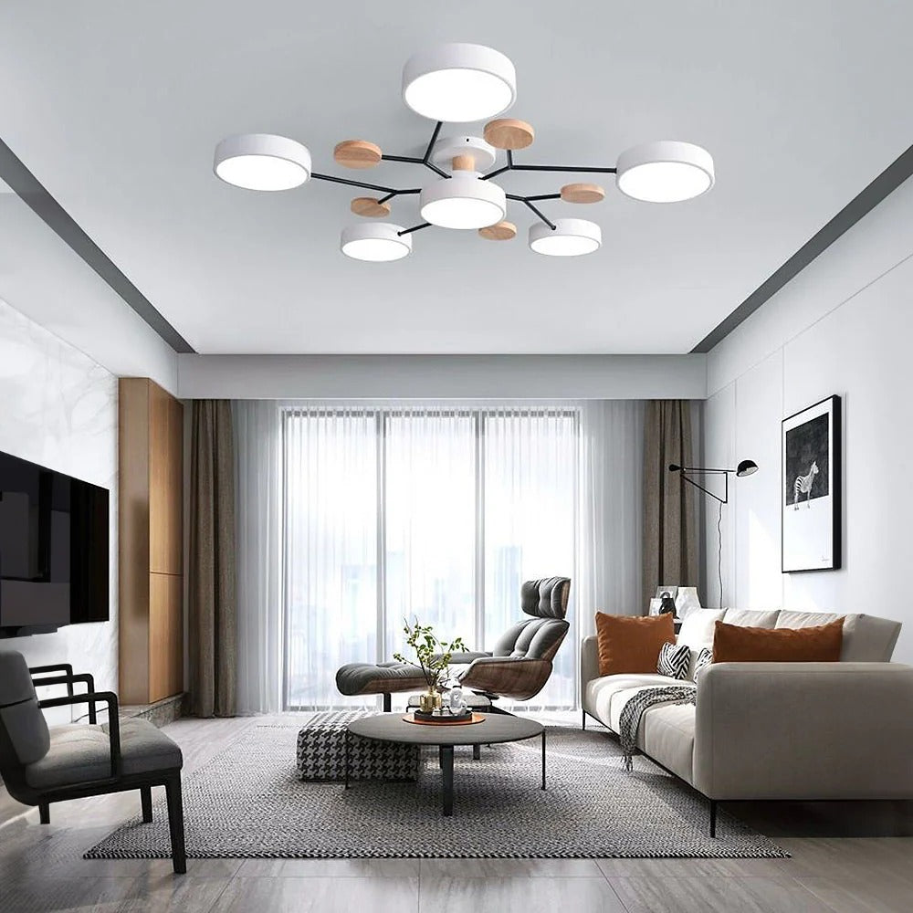 Moderna Luz de Techo LED Semi-Flush Halo para Espacios Elegantes