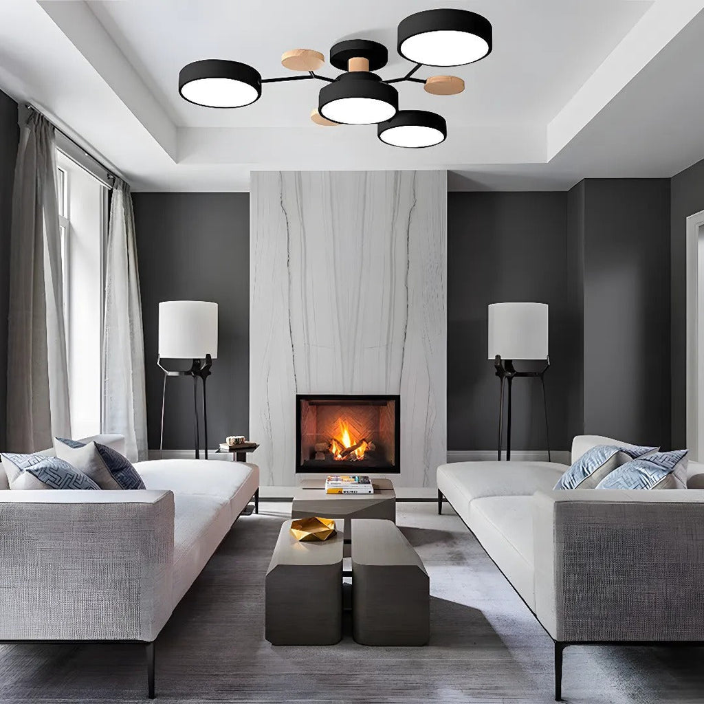 Moderna Luz de Techo LED Semi-Flush Halo para Espacios Elegantes