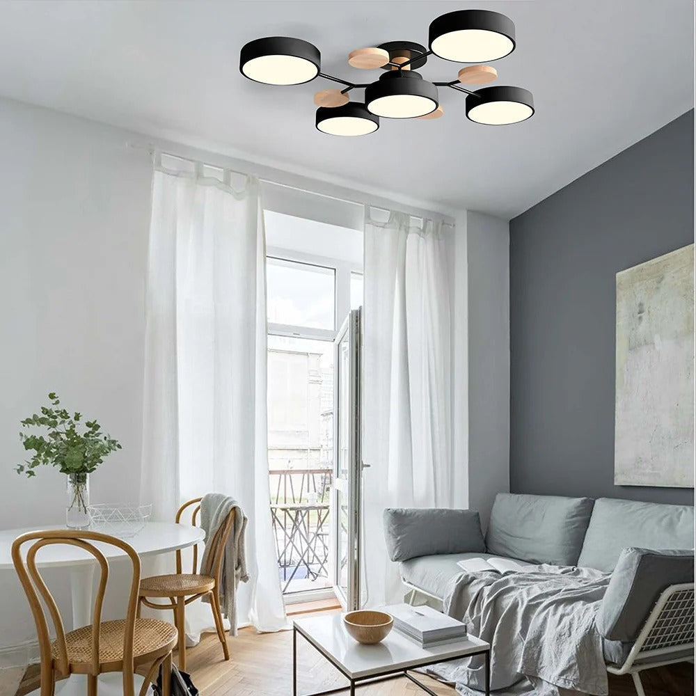 Moderna Luz de Techo LED Semi-Flush Halo para Espacios Elegantes