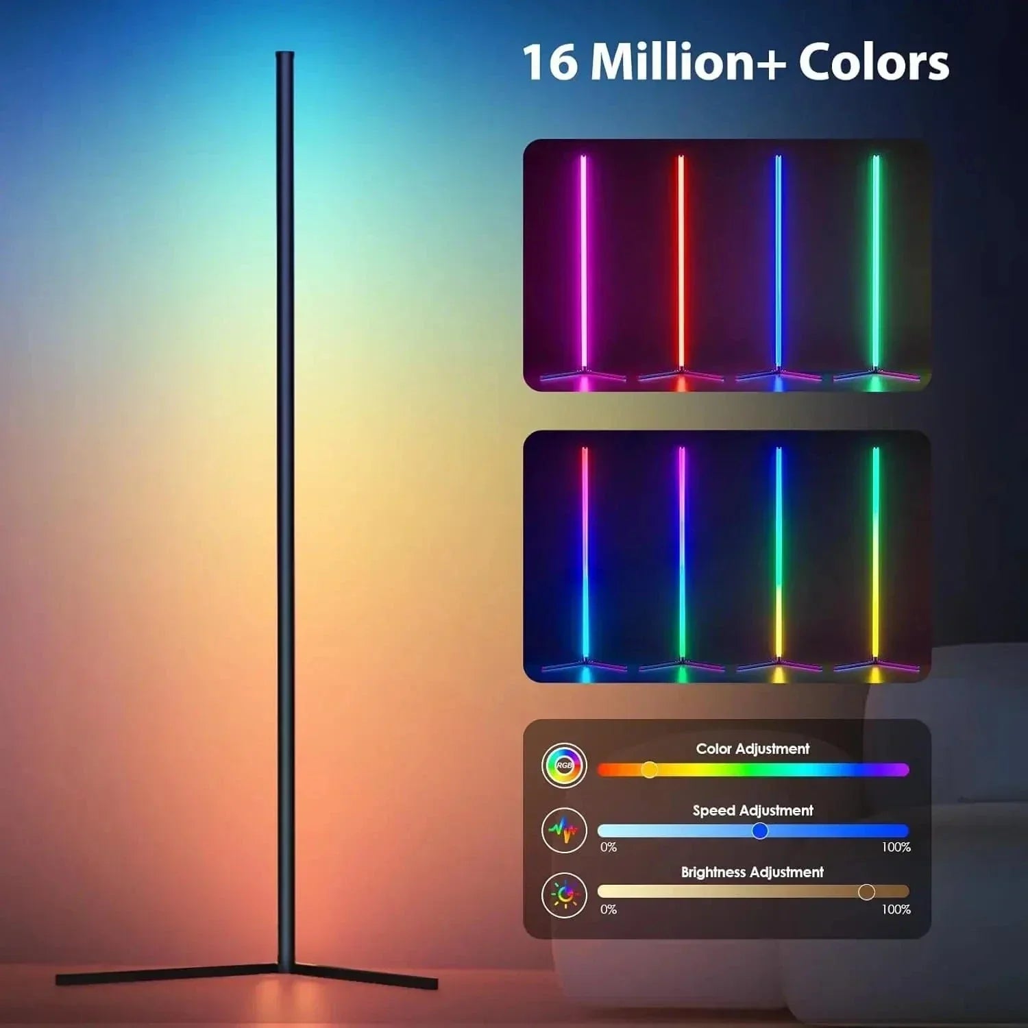 Lámpara de Esquina RGB Elegante con Control Remoto - Iluminación Moderna