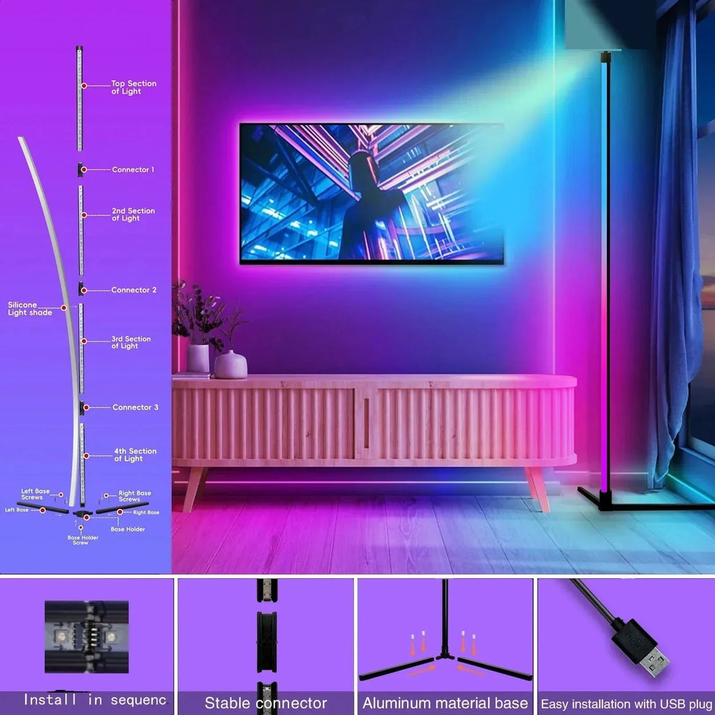 Lámpara de Esquina RGB Elegante con Control Remoto - Iluminación Moderna