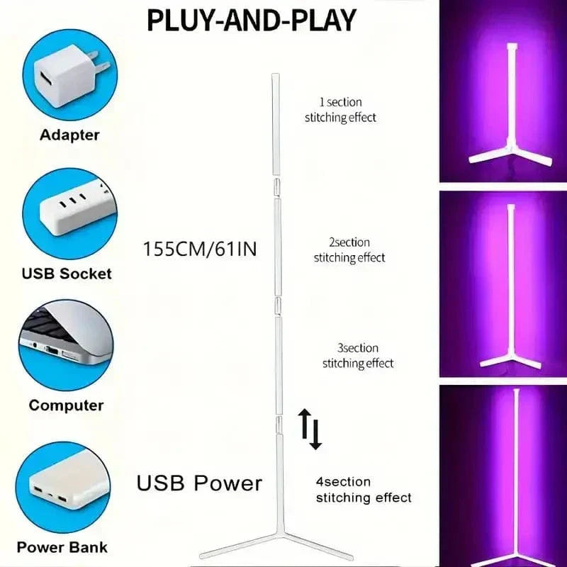 Lámpara de Esquina RGB Elegante con Control Remoto - Iluminación Moderna