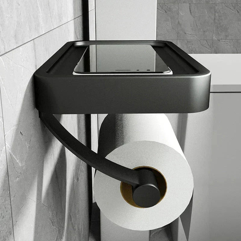 Soporte de papel higiénico de acero inoxidable con estante