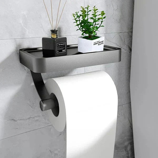Soporte de papel higiénico de acero inoxidable con estante