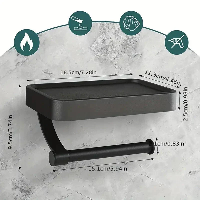 Soporte de papel higiénico de acero inoxidable con estante