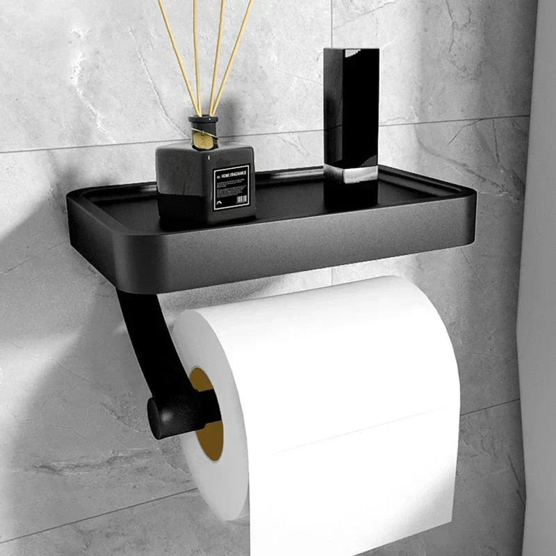 Soporte de papel higiénico de acero inoxidable con estante