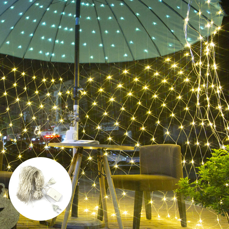 Cadena de luces con panel solar para redes de pesca para uso exterior