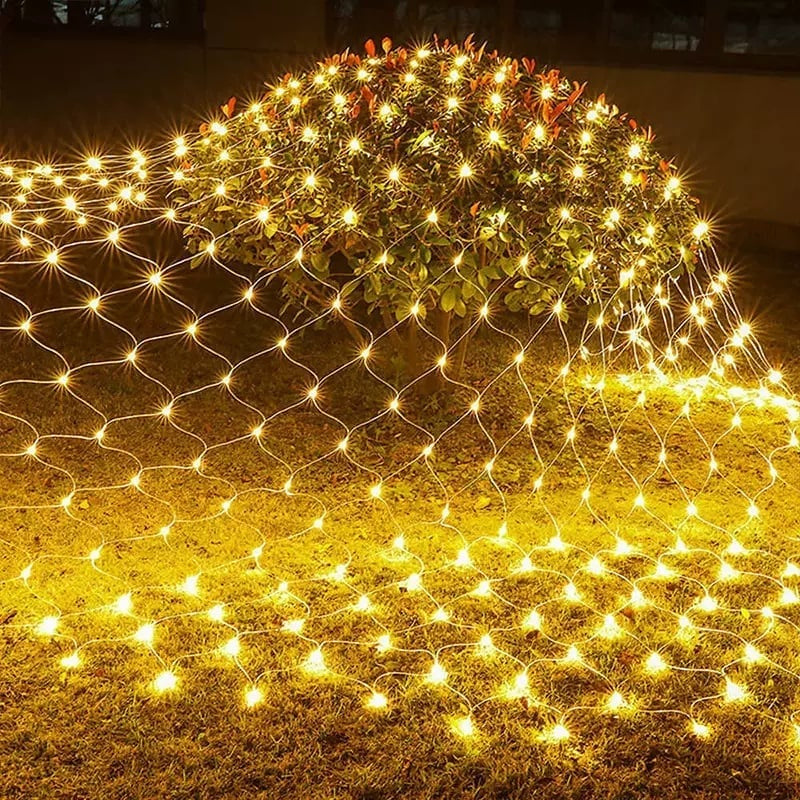 Cadena de luces con panel solar para redes de pesca para uso exterior