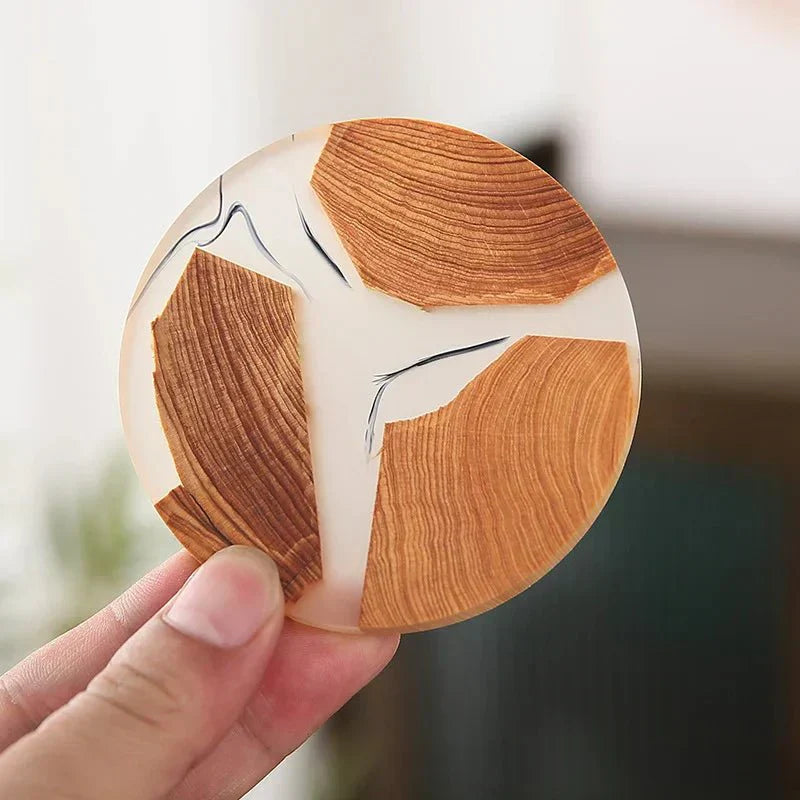 Juego de Posavasos de Madera Sólida con Acentos de Diseño Japonés