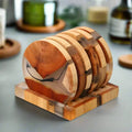 Juego de Posavasos de Madera Sólida con Acentos de Diseño Japonés