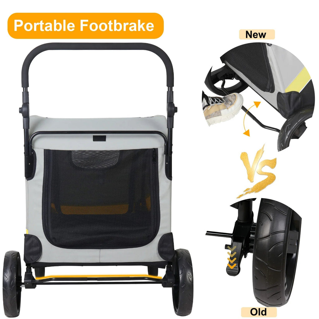 Carrito para Perros Espacioso y Plegable de 4 Ruedas para Razas Grandes