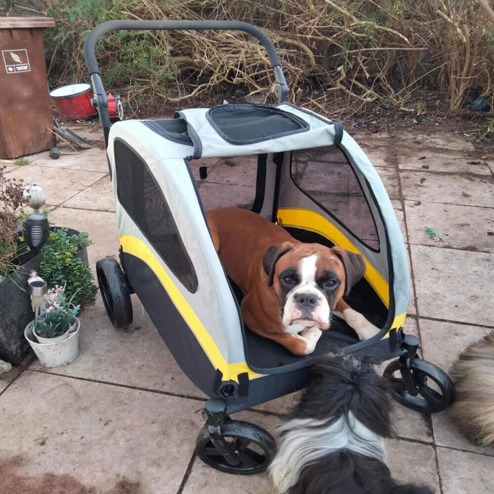 Carrito para Perros Espacioso y Plegable de 4 Ruedas para Razas Grandes