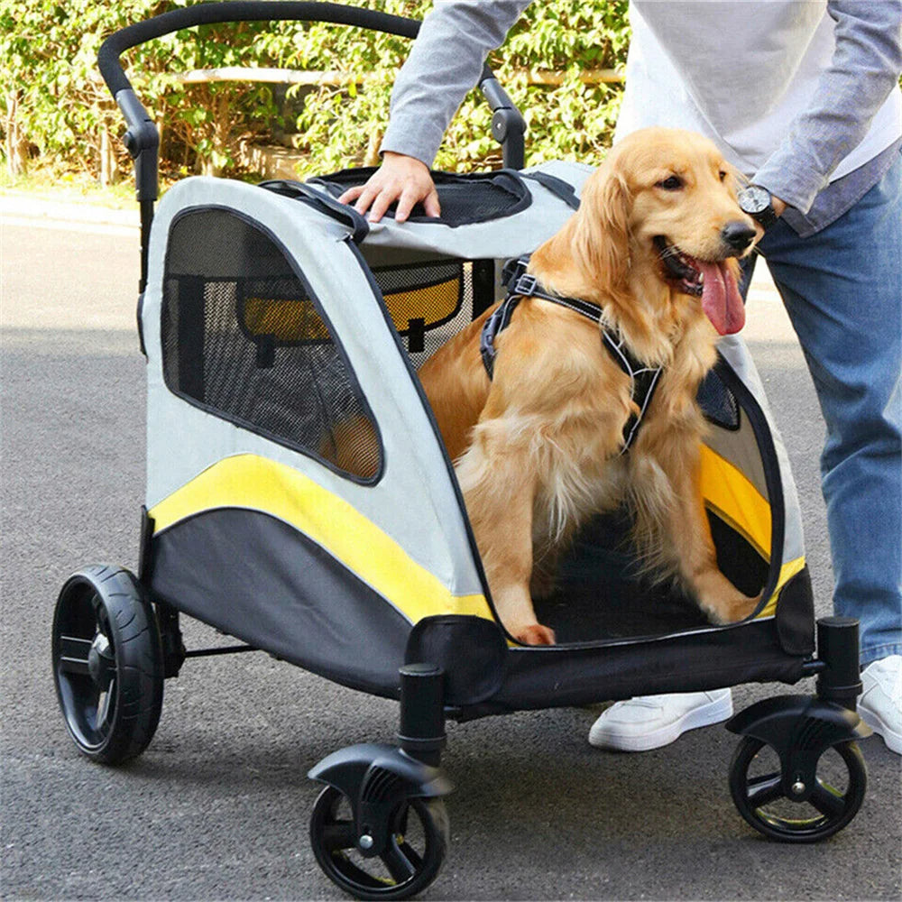 Carrito para Perros Espacioso y Plegable de 4 Ruedas para Razas Grandes