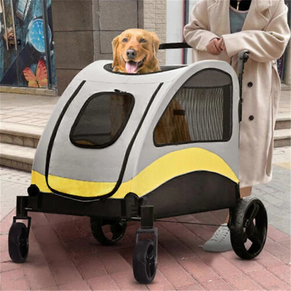 Carrito para Perros Espacioso y Plegable de 4 Ruedas para Razas Grandes