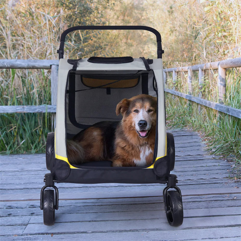 Carrito para Perros Espacioso y Plegable de 4 Ruedas para Razas Grandes
